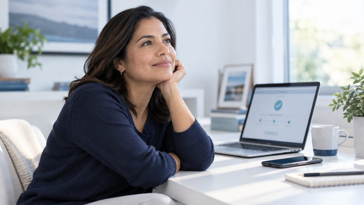 Paciente tranquila después de enviar su estudio para revisión